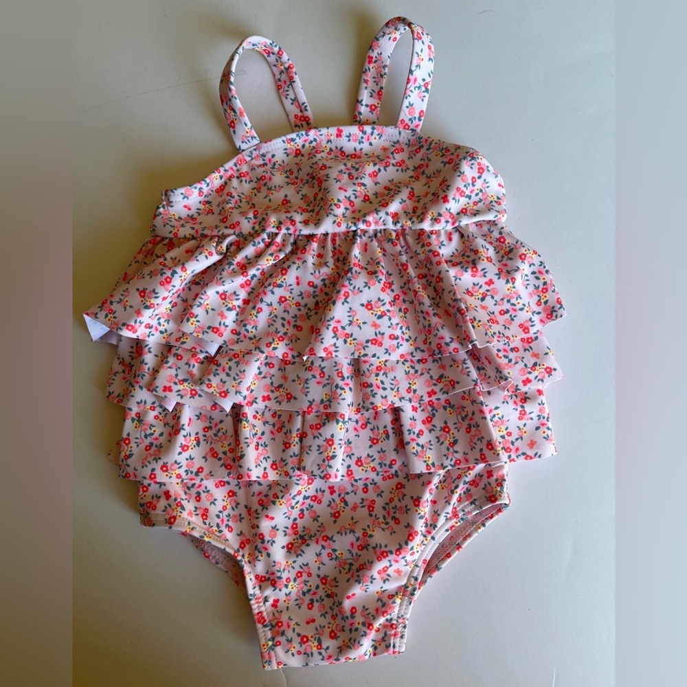 Baby size 6 - 12 Swimsuit - pretty floral - 1 piece